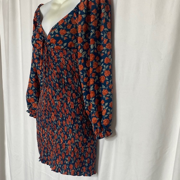 Blush Navy and Coral Floral Long Sleeve Dress - Picture 2 of 7